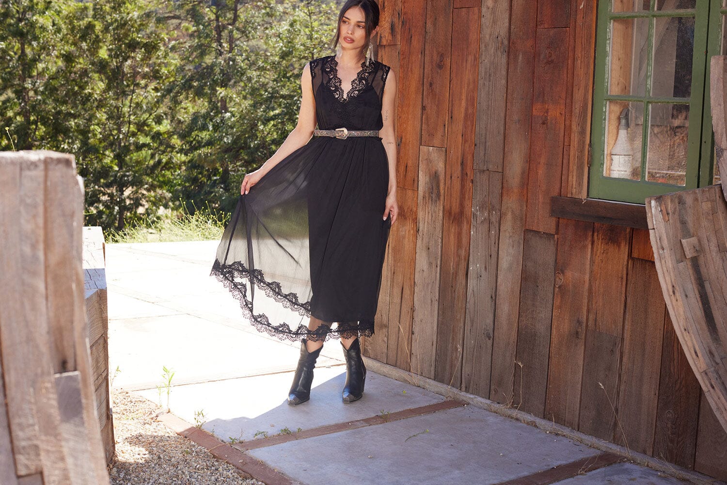 chinese dress ladies Halloween Bat Print Steampunk Lace Dress Black/M main image 1