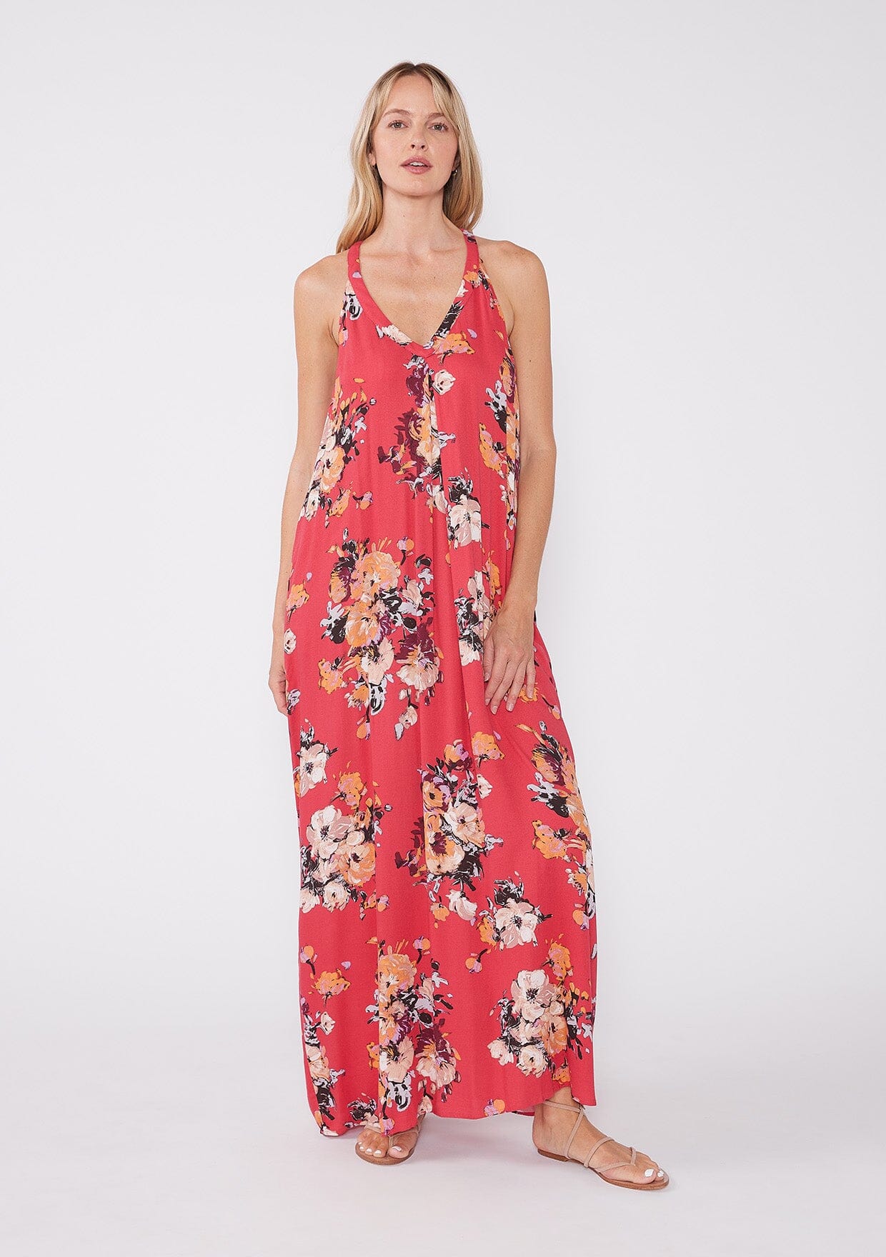 love stitch maxi dress Sanni Floral Maxi Dress Coral/Nude / M