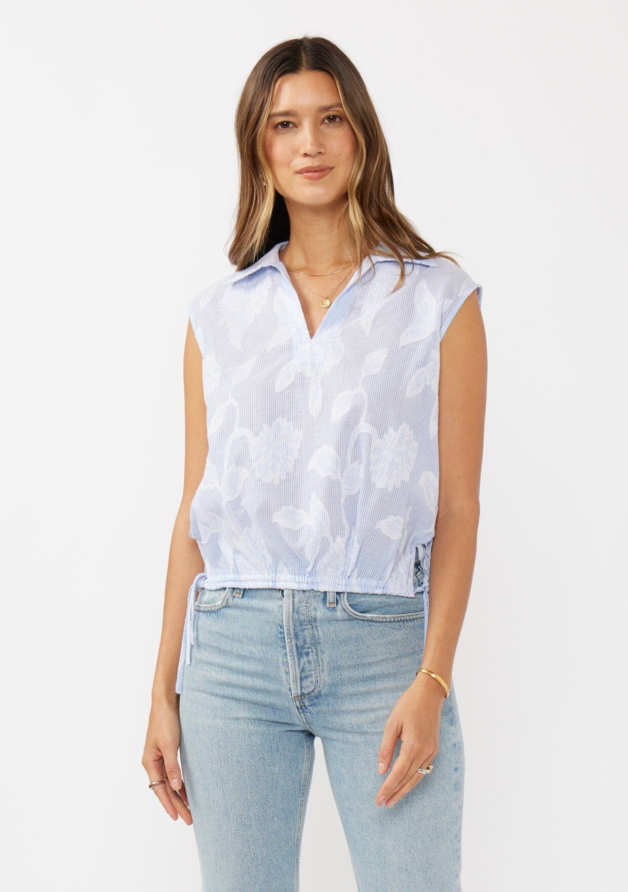 Dark Blue Strap Embroidered Top