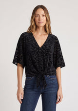 Lenette Burnout Tie Front Top