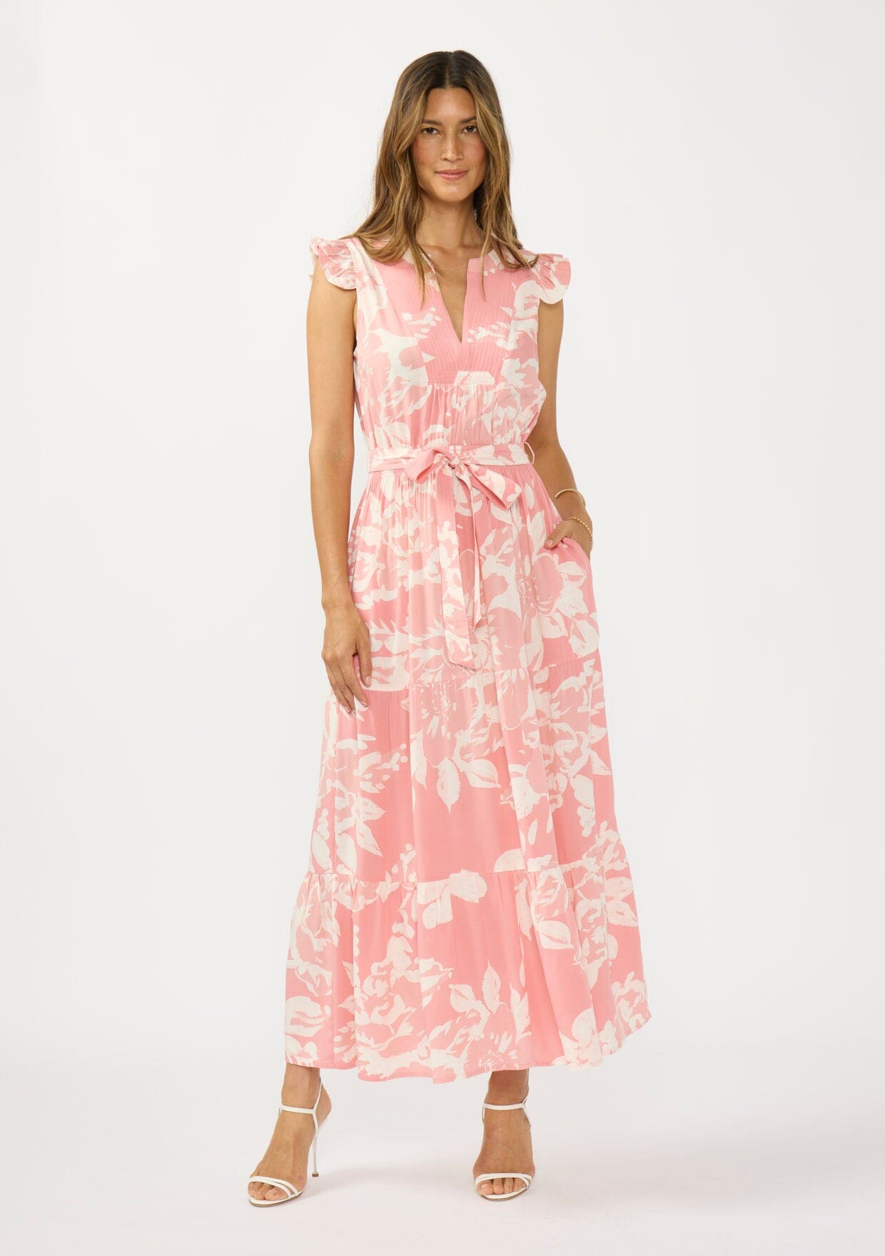 a loves a maxi dress Swept Away Salmon/Ivory / M 52.5 HPS in lengthCottonTurn Color:White Red Flower Gold Glitterati Gown by Closet Refresh