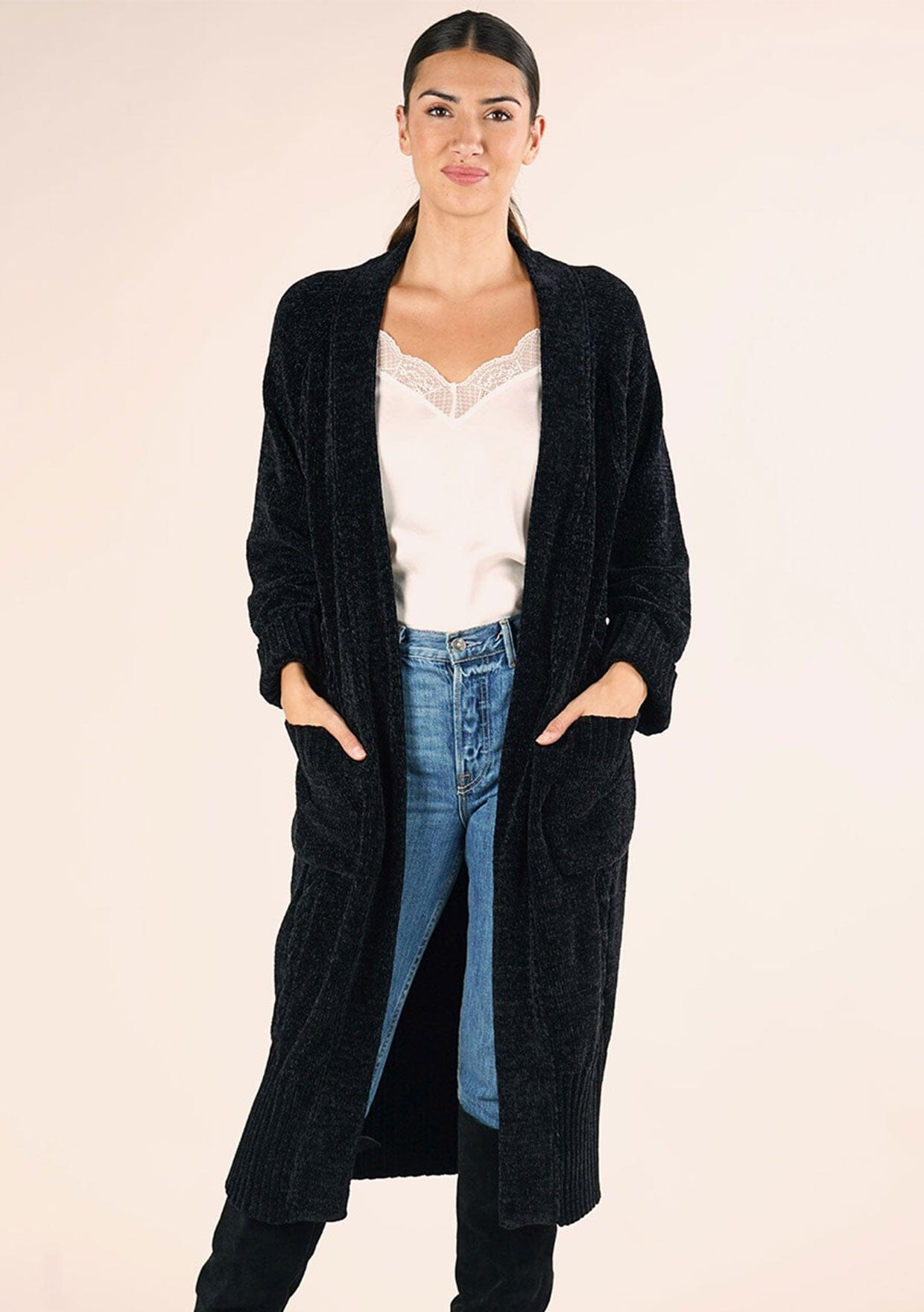 Fall Harvest Knit Lapel Pocketed Duster Cardigan