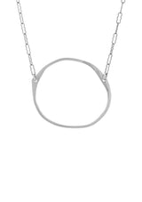 Sterling silver necklace with a hammered circular pendant.