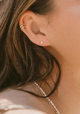 Classic pearl stud earrings, hypoallergenic and made in the USA.