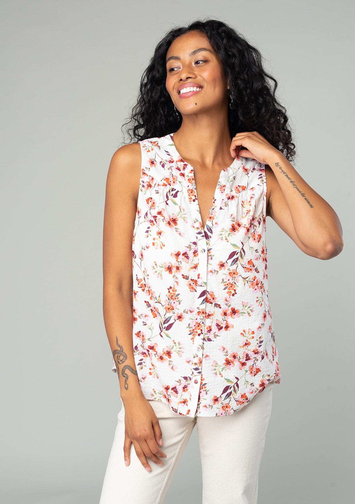Women's Top - Boho Rose Pink Floral Tank Top | LOVESTITCH