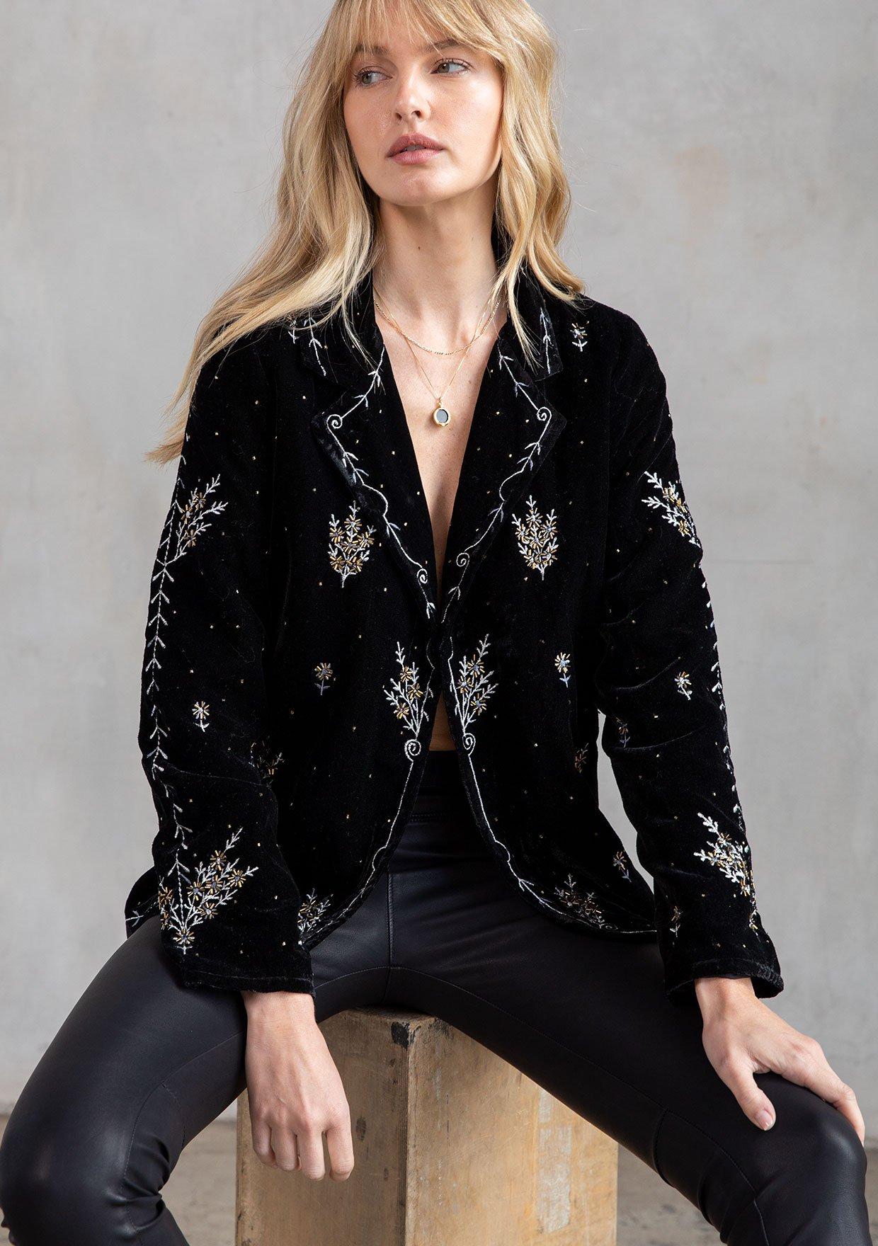 Geneigd zijn toenemen Gezichtsvermogen Bohemian Chic Beaded Velvet Blazer Jacket | LOVESTITCH