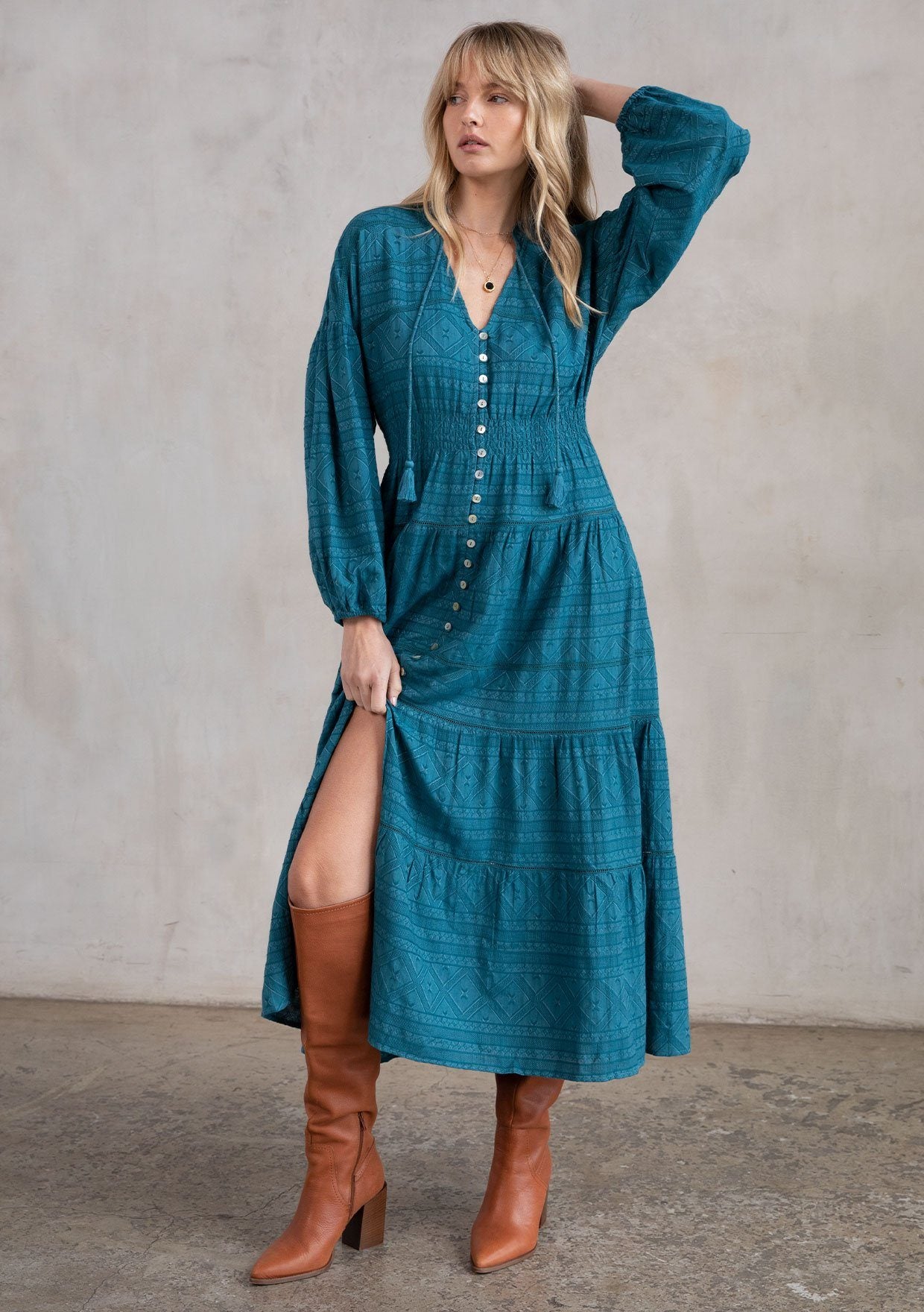 Romantic Bohemian Maxi Peasant Dress