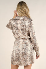 Silky Snakeskin Print Mini Dress
