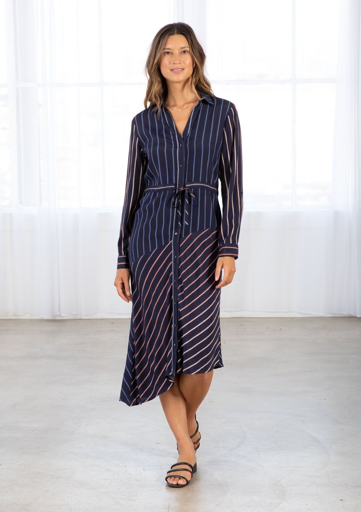 Ray of Light Striped Shirt Dress Navy/Blue / S Ray of Light Striped Shirt Dress Navy/Blue / S