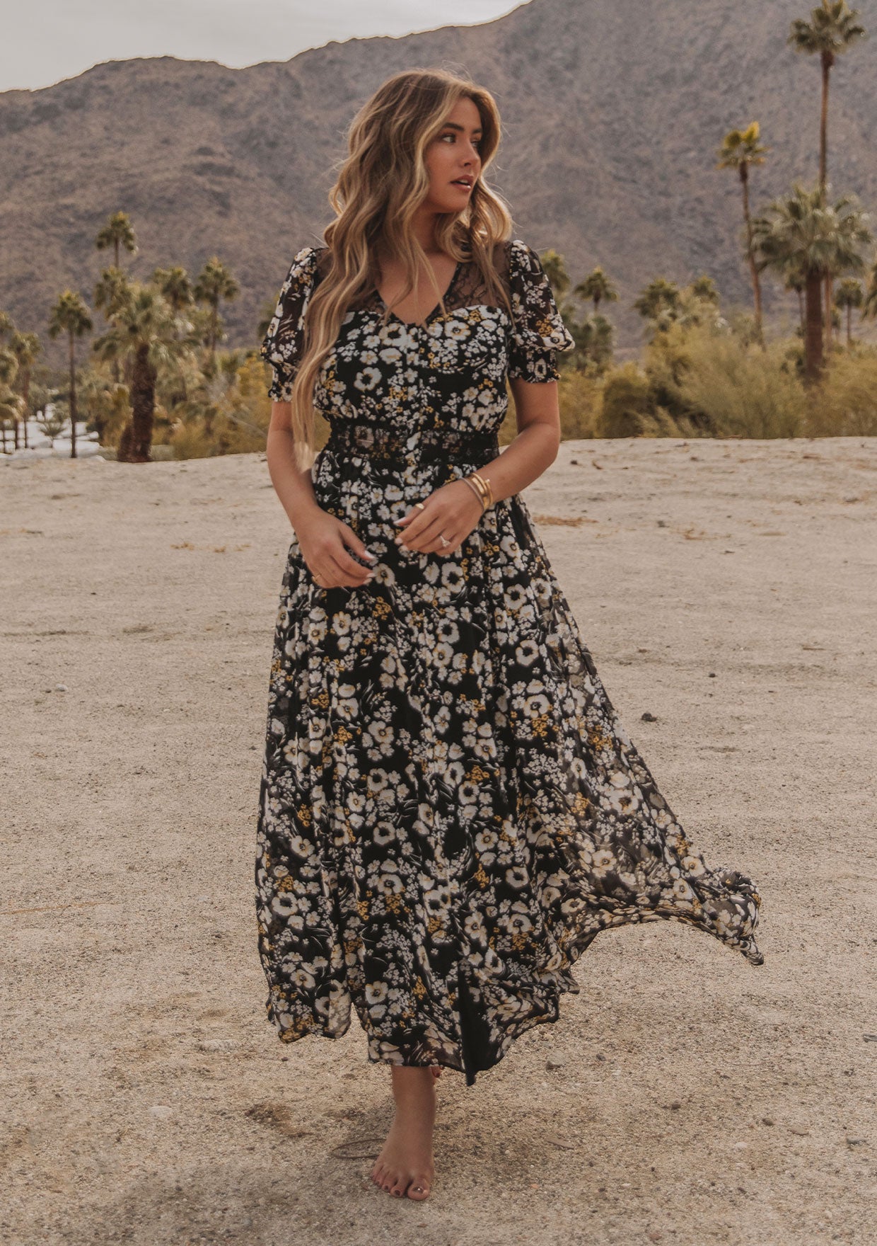 Hectares parts use Boho Black & Yellow Floral Maxi Dress | LOVESTITCH