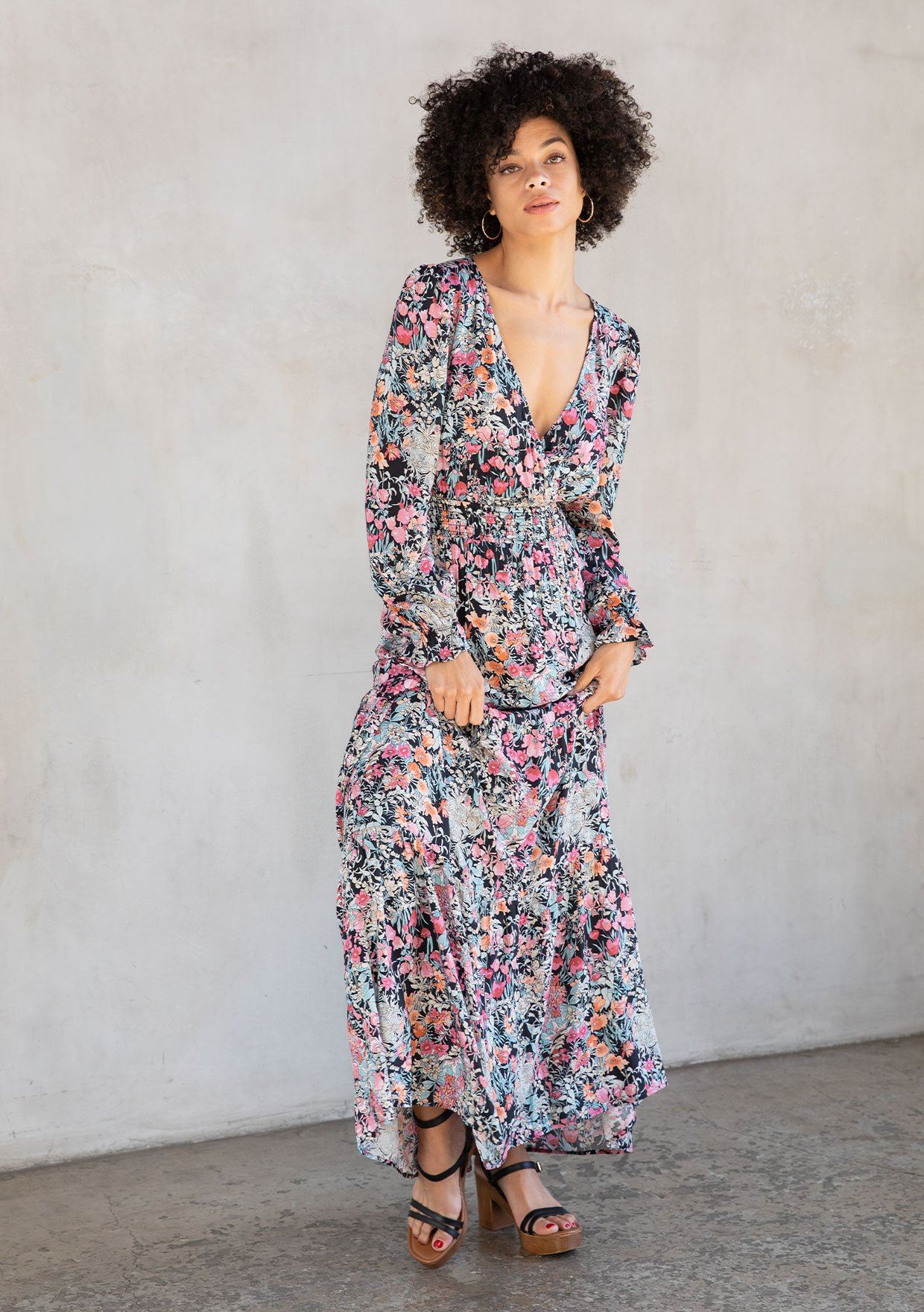 Bohemian V-Neck Floral Maxi Dress