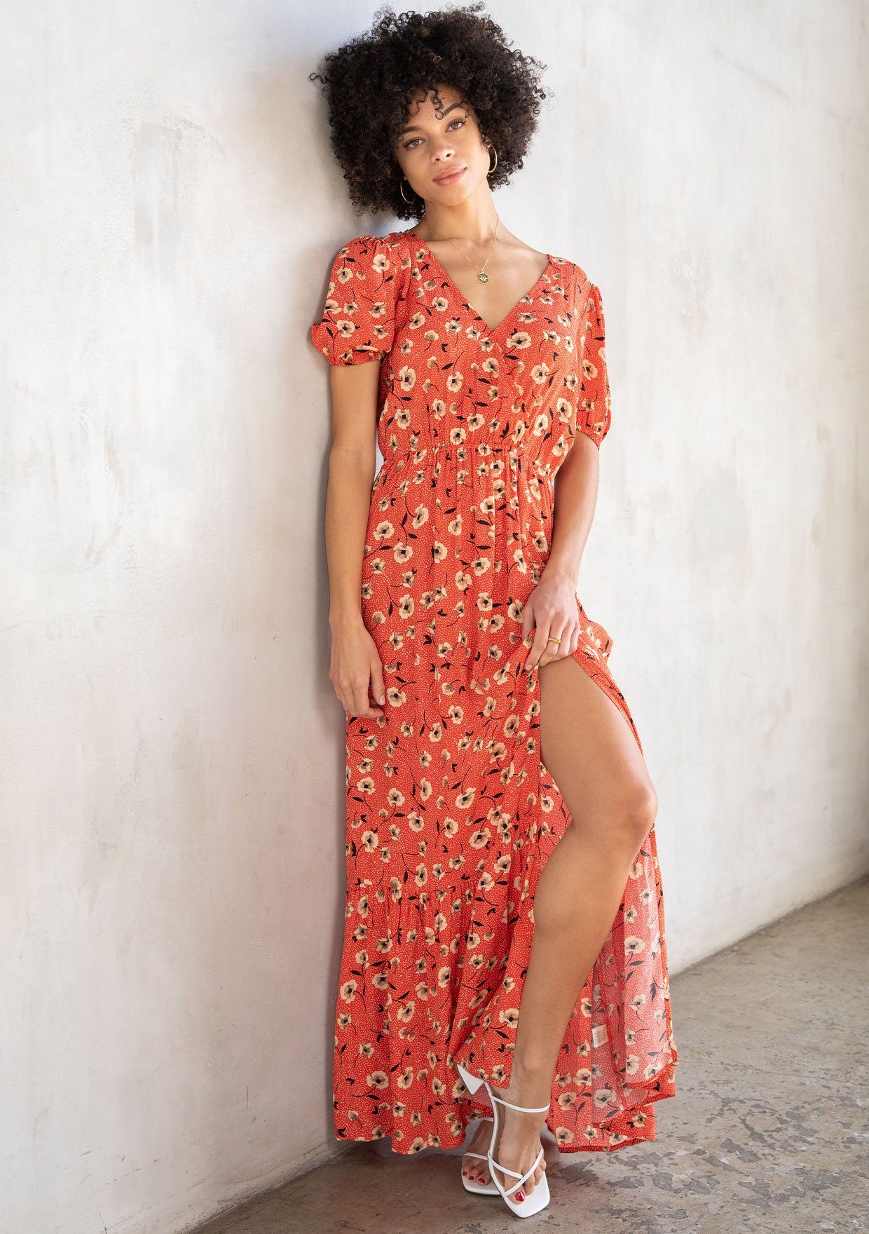 Henrietta Maxi Dress Red/Natural / XL
