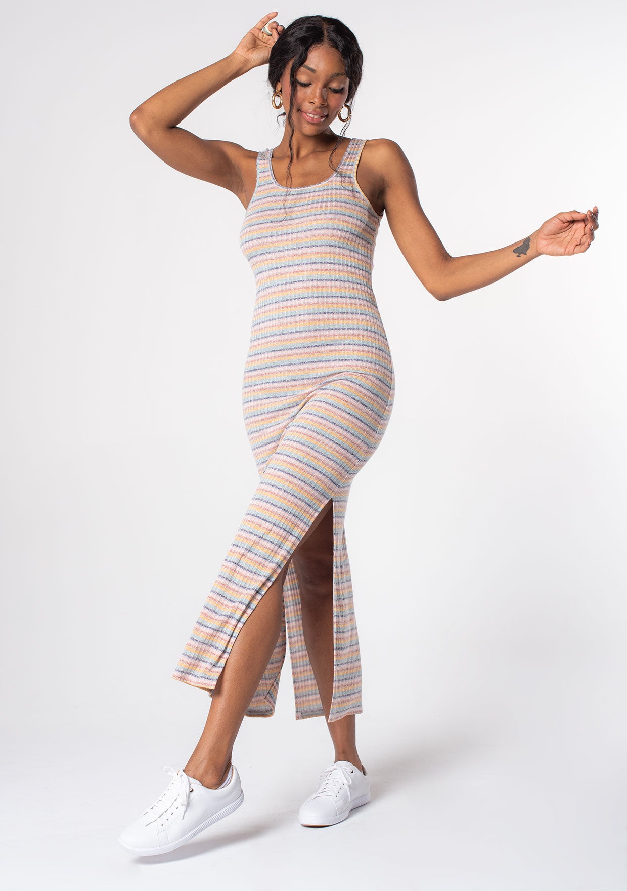True Stripes Tank Dress Mustard/Mint / M True Stripes Tank Dress Mustard/Mint / M