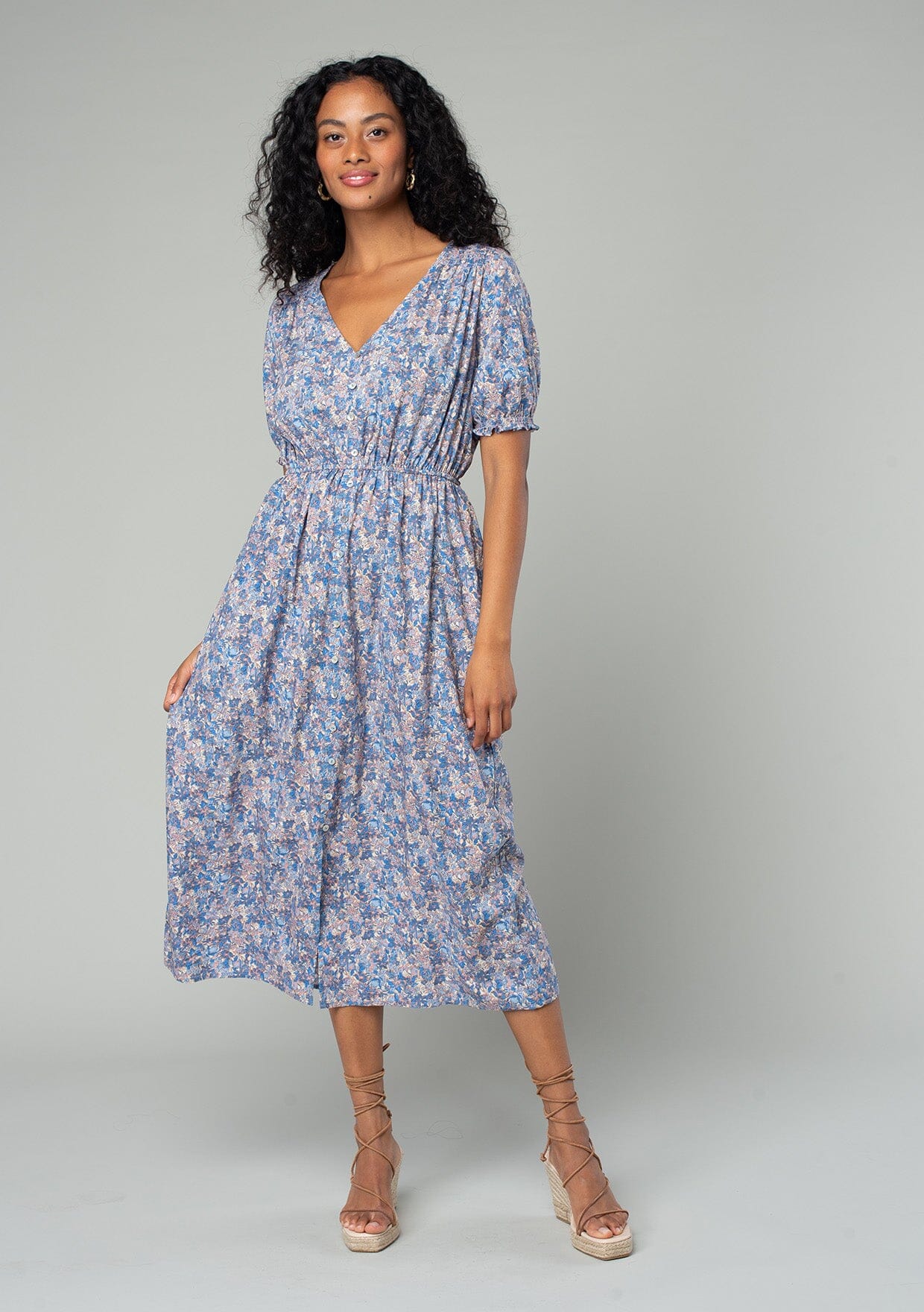 Francesca Midi Dress Blue/Coral / XS Francesca Midi Dress Blue/Coral / XS