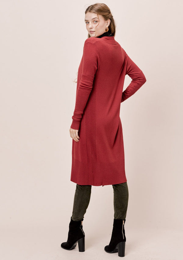 [Color: Terracotta] Lovestitch Slim fit, long sleeve, open cardigan with ribbed details. 