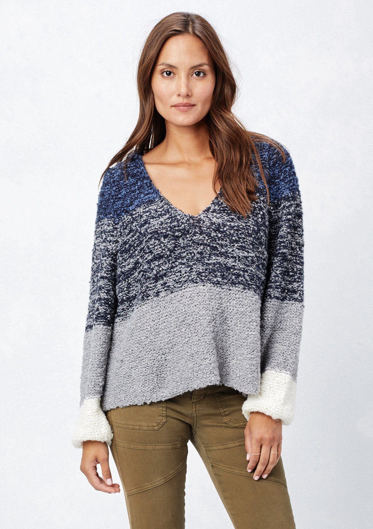 Love At Home Heart Striped Knit Hoodie (Ivory)