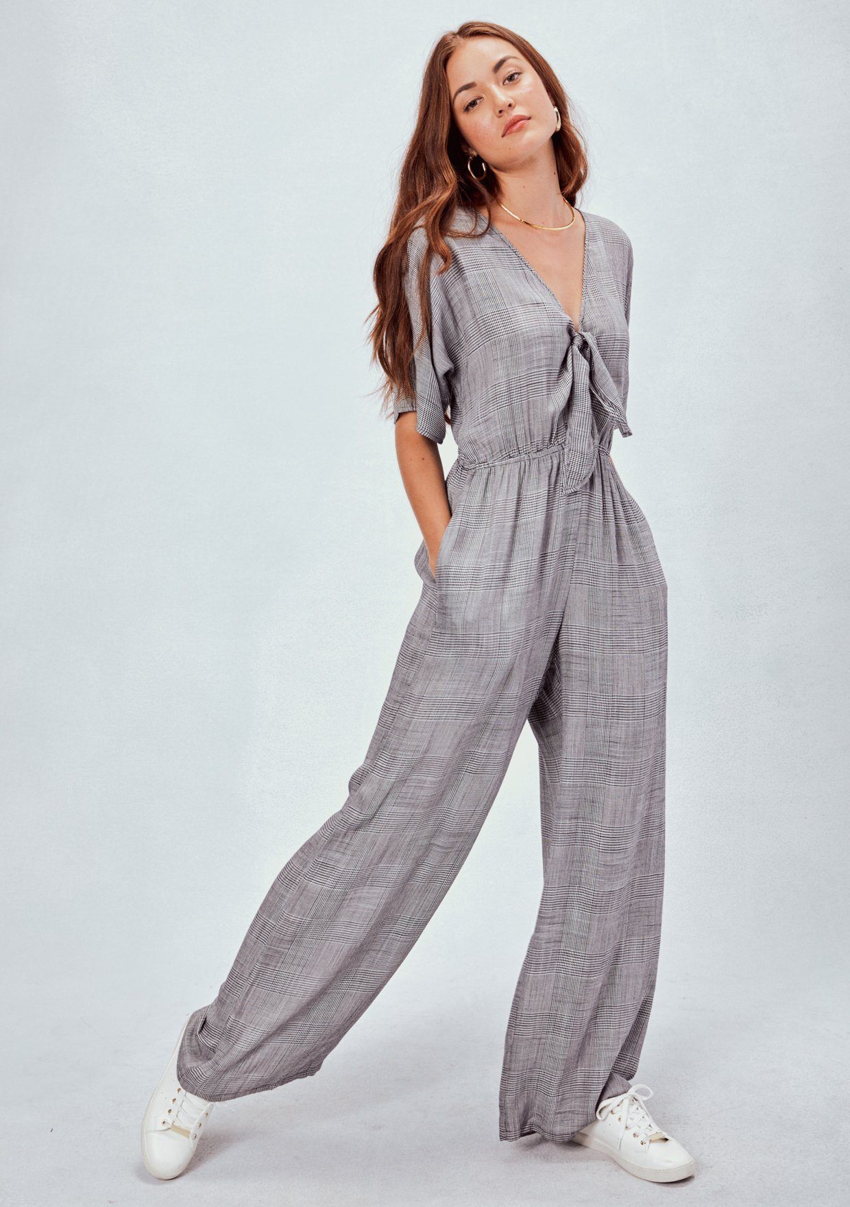 First Love Tie Back Sleeveless Slit Wide Leg Jumpsuit