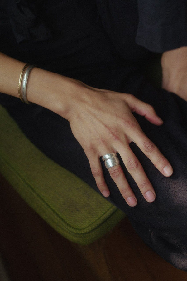 [Color: Silver] An oversized sterling silver statement ring.