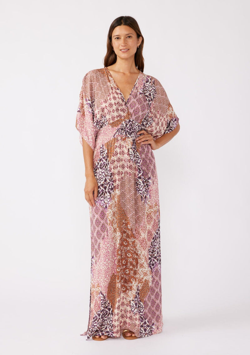 Dreamscape Kimono Sleeve Maxi Dress Natural/Clay / S/M Dreamscape Kimono Sleeve Maxi Dress Natural/Clay / S/M