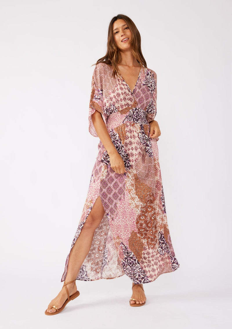 Dreamscape Kimono Sleeve Maxi Dress Natural/Clay / S/M Dreamscape Kimono Sleeve Maxi Dress Natural/Clay / S/M