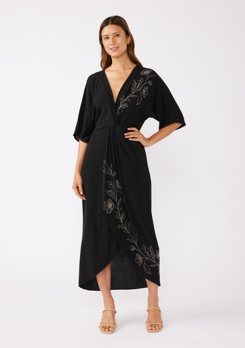 Women's Lightweight Embroidered Maxi Dress Wrap Dress LOVESTITCH