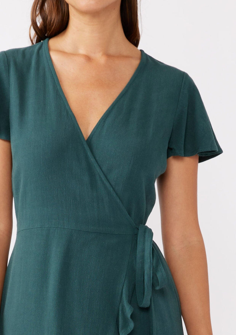 ruffle short sleeve wrap dress WOMEN'S SHORT SLEEVE V-NECK SATIN WRAP MINI DRESS BLUE / 4S-2M-1L
