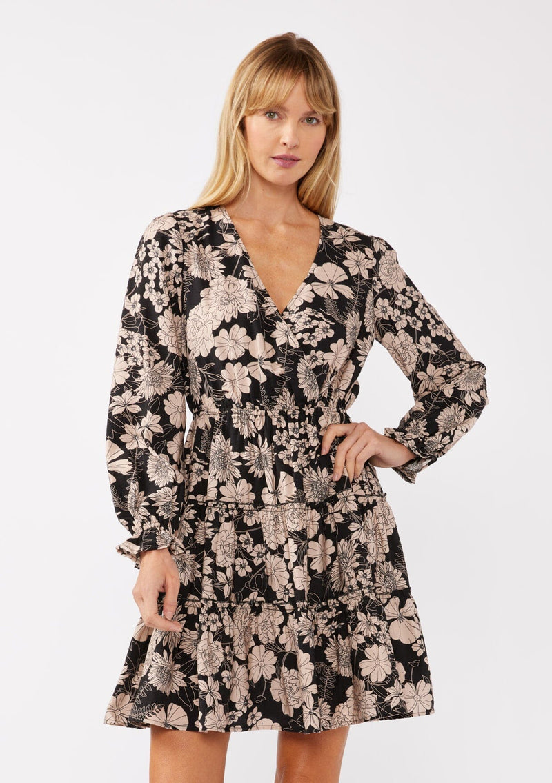 Bohemian Black & Beige Floral Mini Dress | LOVESTITCH Bohemian Black & Beige Floral Mini Dress | LOVESTITCH