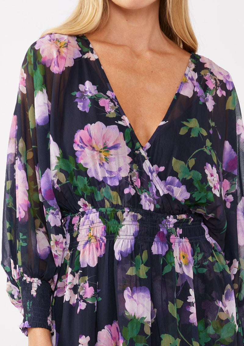 Flourish in Florals Midi Dress Navy/Lilac / M Flourish in Florals Midi Dress Navy/Lilac / M
