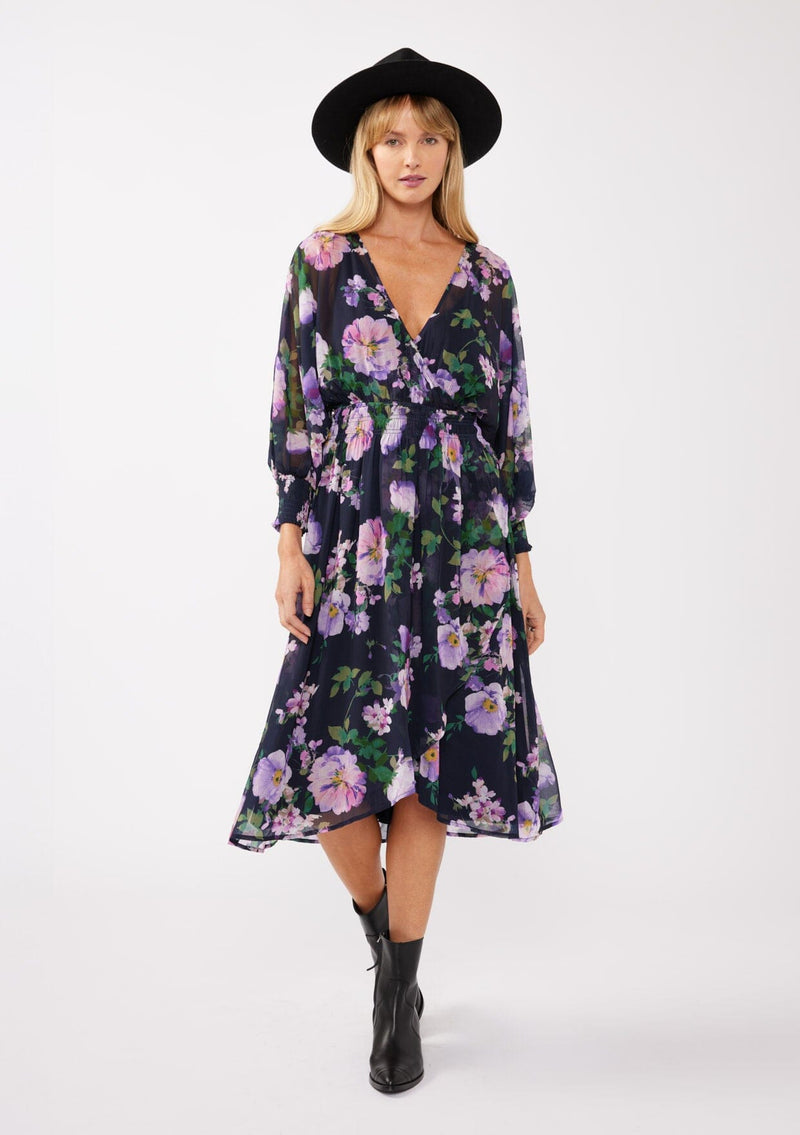 Flourish in Florals Midi Dress Navy/Lilac / M Flourish in Florals Midi Dress Navy/Lilac / M