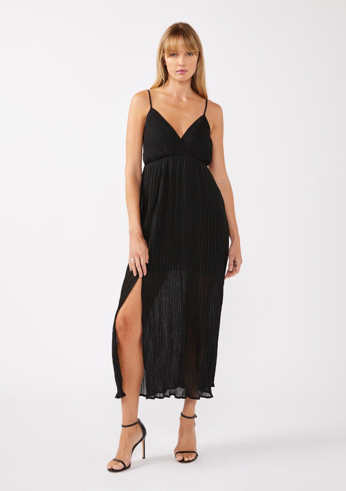 Women's Black Pleated Maxi Dress + Holiday Dress | LOVESTITCH