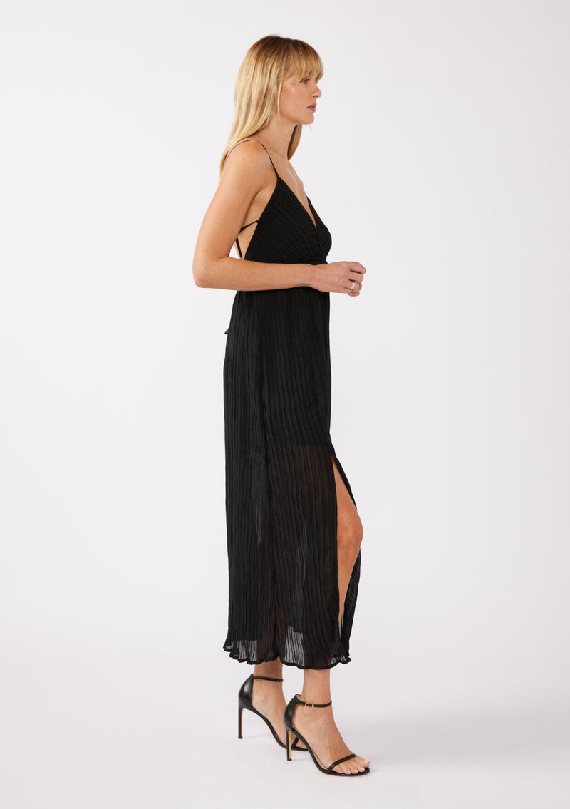 Spin For Me Pleated Maxi Dress Black / M Spin For Me Pleated Maxi Dress Black / M