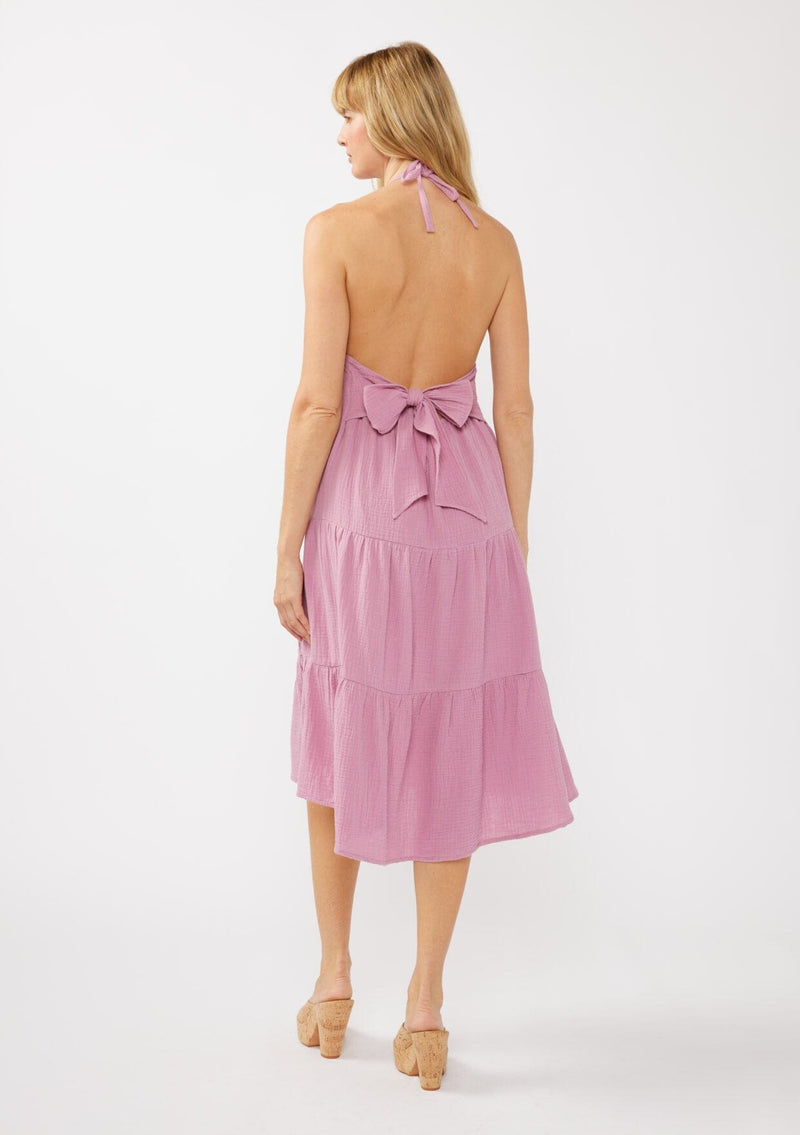 Women's Orchid Purple Spring Halter Dress in Cotton Gauze | LOVESTITCH Women's Orchid Purple Spring Halter Dress in Cotton Gauze | LOVESTITCH