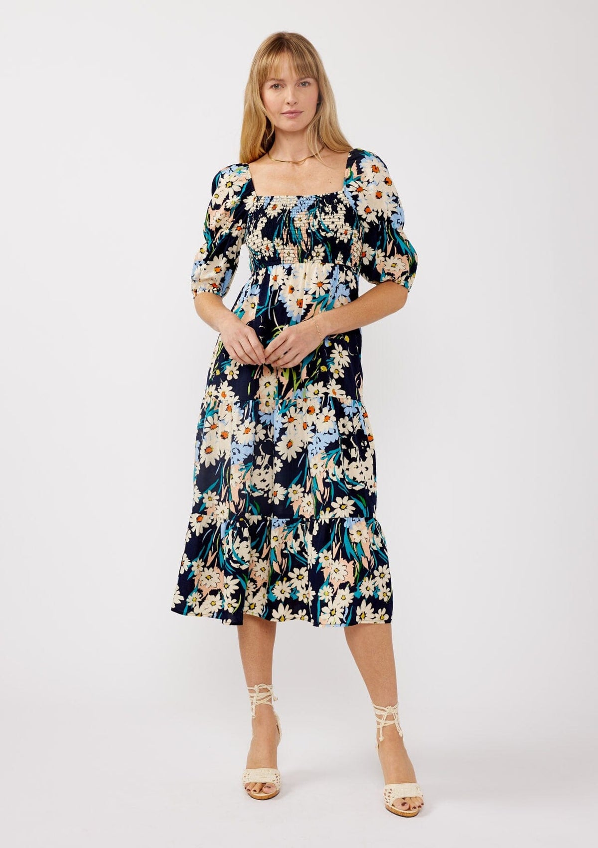 Daisy Daze Midi Dress Navy/Natural / S Daisy Daze Midi Dress Navy/Natural / S