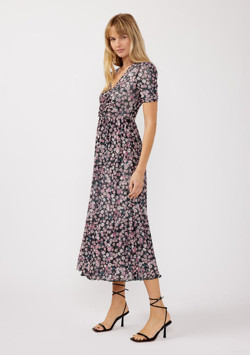 reversible midi dress Jacey Reversible Floral Midi Dress Black/Dusty Pink / S