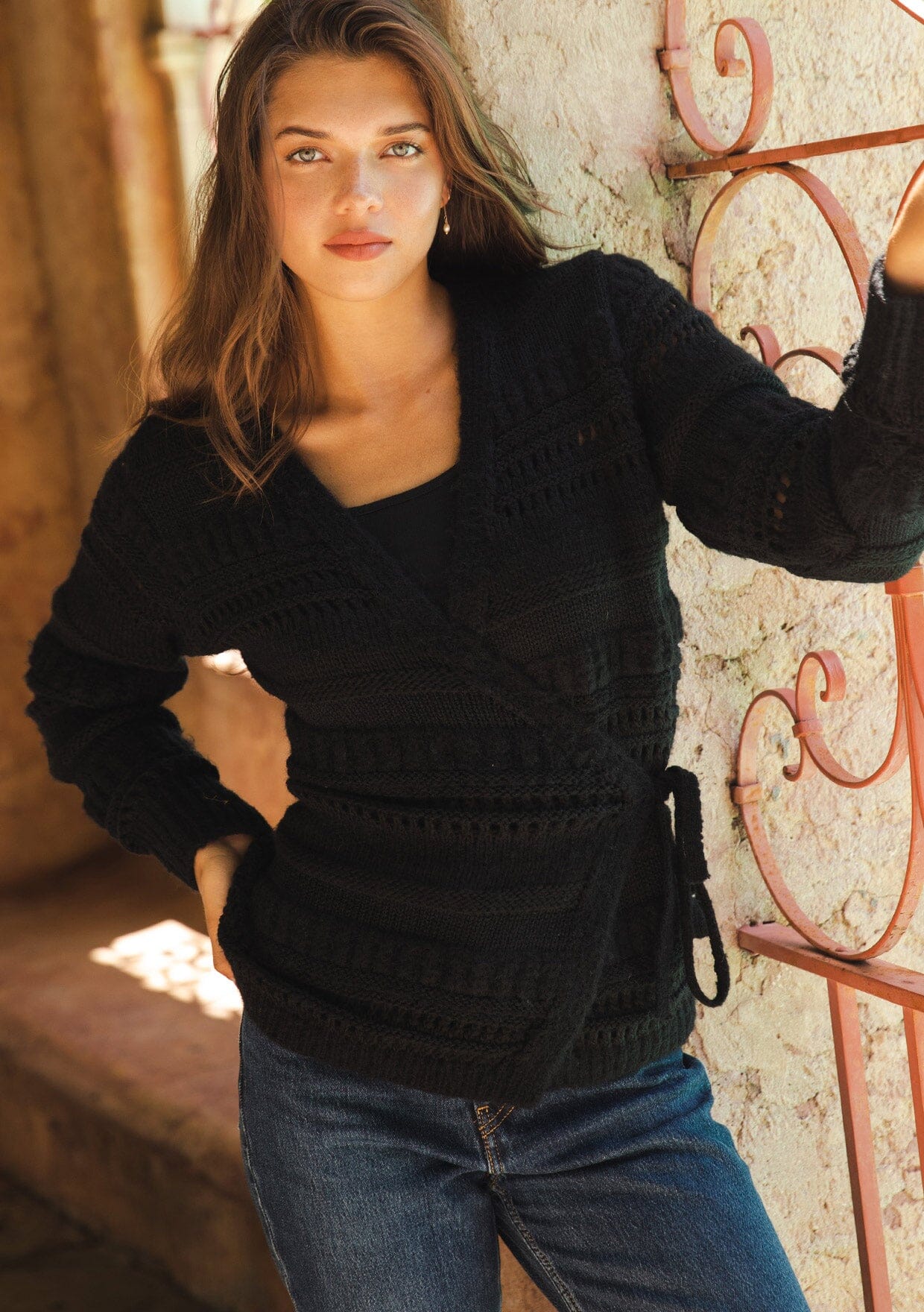 Women's Black Knit Sweater + Fall Wrap Sweater | LOVESTITCH