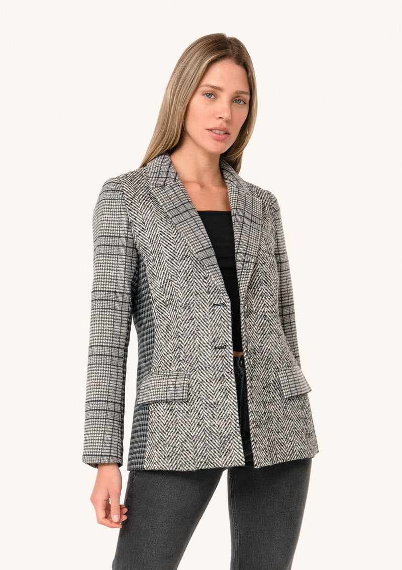 Women's Classic Grey Patchwork Plaid Blazer LOVESTITCH