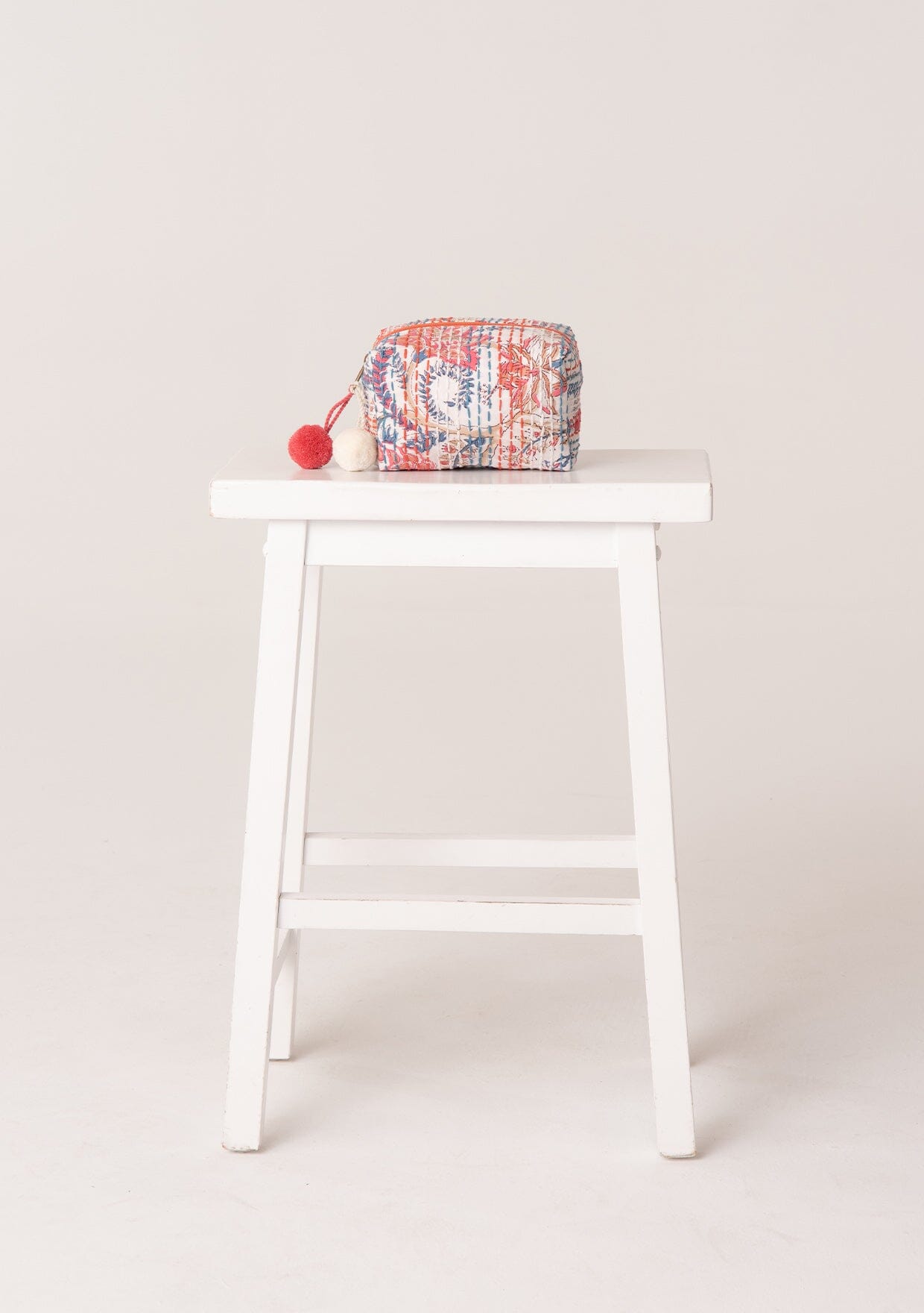 Blue & Pink Floral Bohemian Travel Makeup Bag | LOVESTITCH