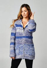 Deep Water Knit Zip Up Hoodie