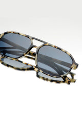 [Color: Gray Tortoise] A pair of unisex tortoise frame sunglasses with a sleek aviator design from FREYRS.