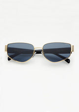 [Color: Gold/Grey] Gold metal frame glasses with dark grey lenses from FREYRS. 
