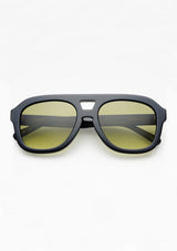[Color: Green Black] Sunglasses with a black frame and green lenses from FREYRS.