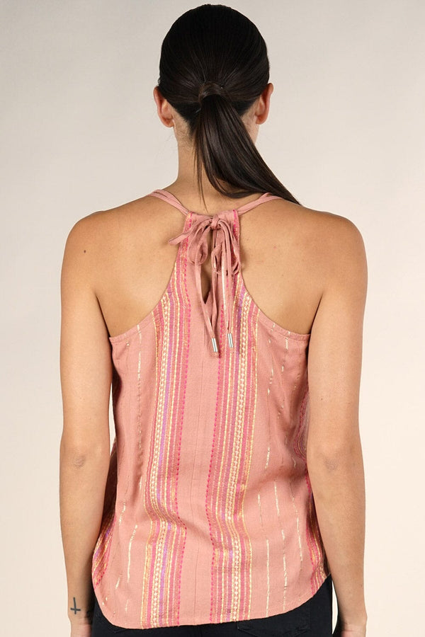 Rose Quartz Metallic Stripe Tank Top