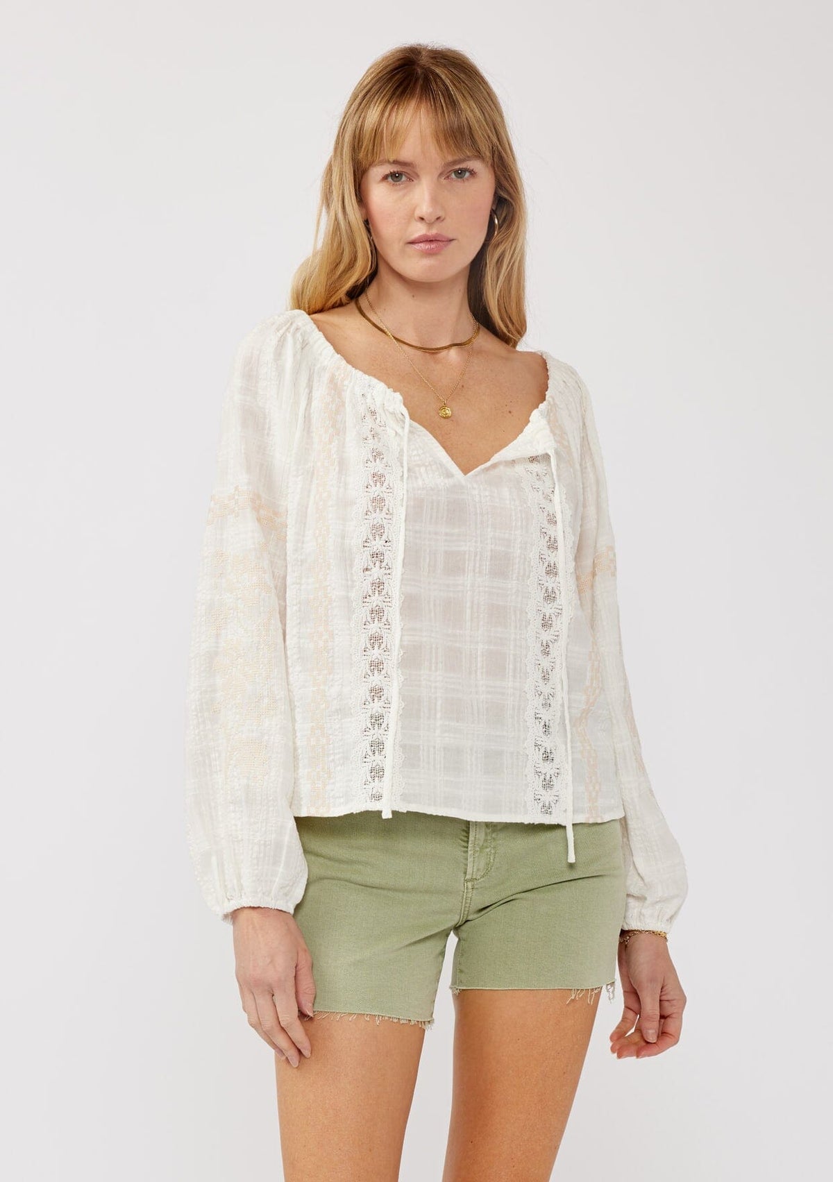 アメリヴィンテージ　UND POWER SHOULDER LACE BLOUSE Off Shoulder Lace Blouse – Southern Sassy Boutique