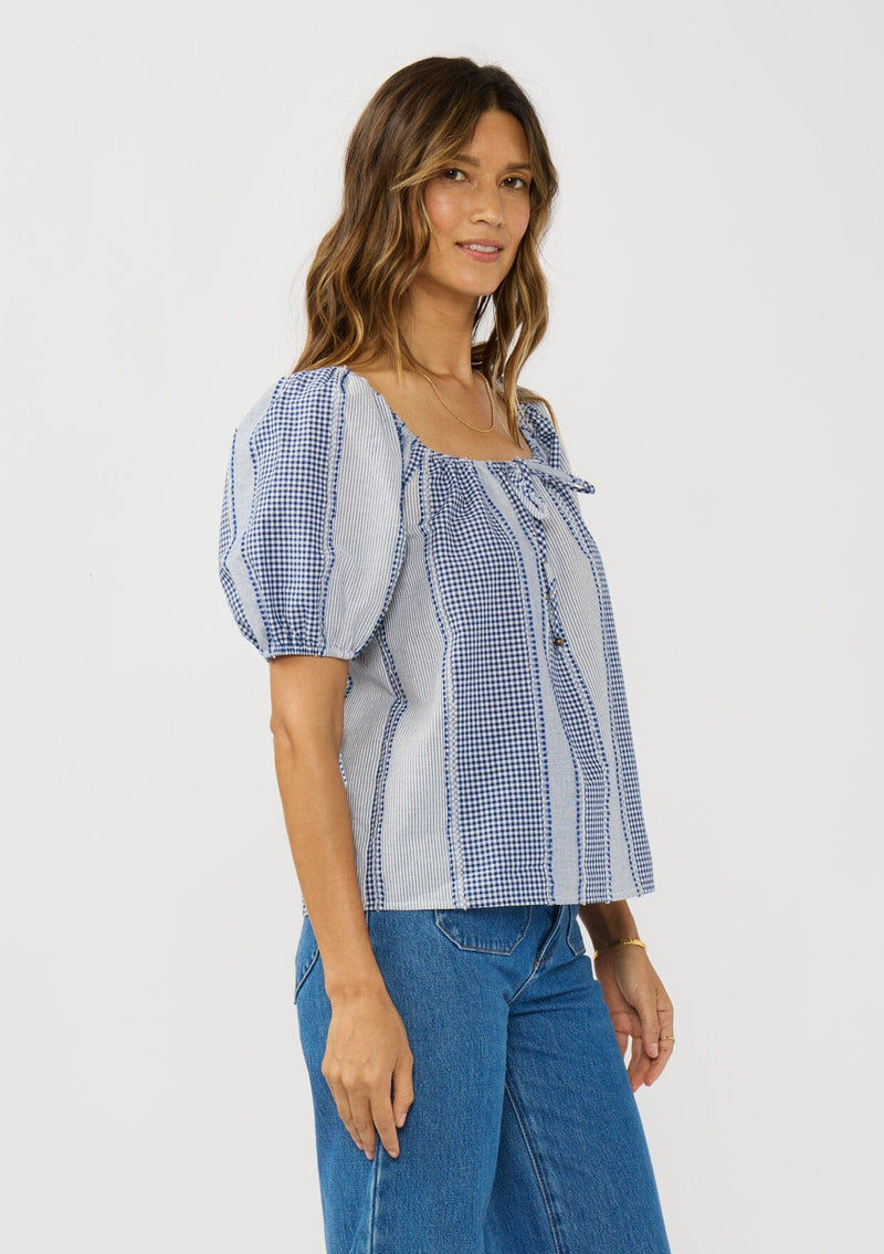 Women's Classic Checkered Puff Sleeve Top | LOVESTITCH