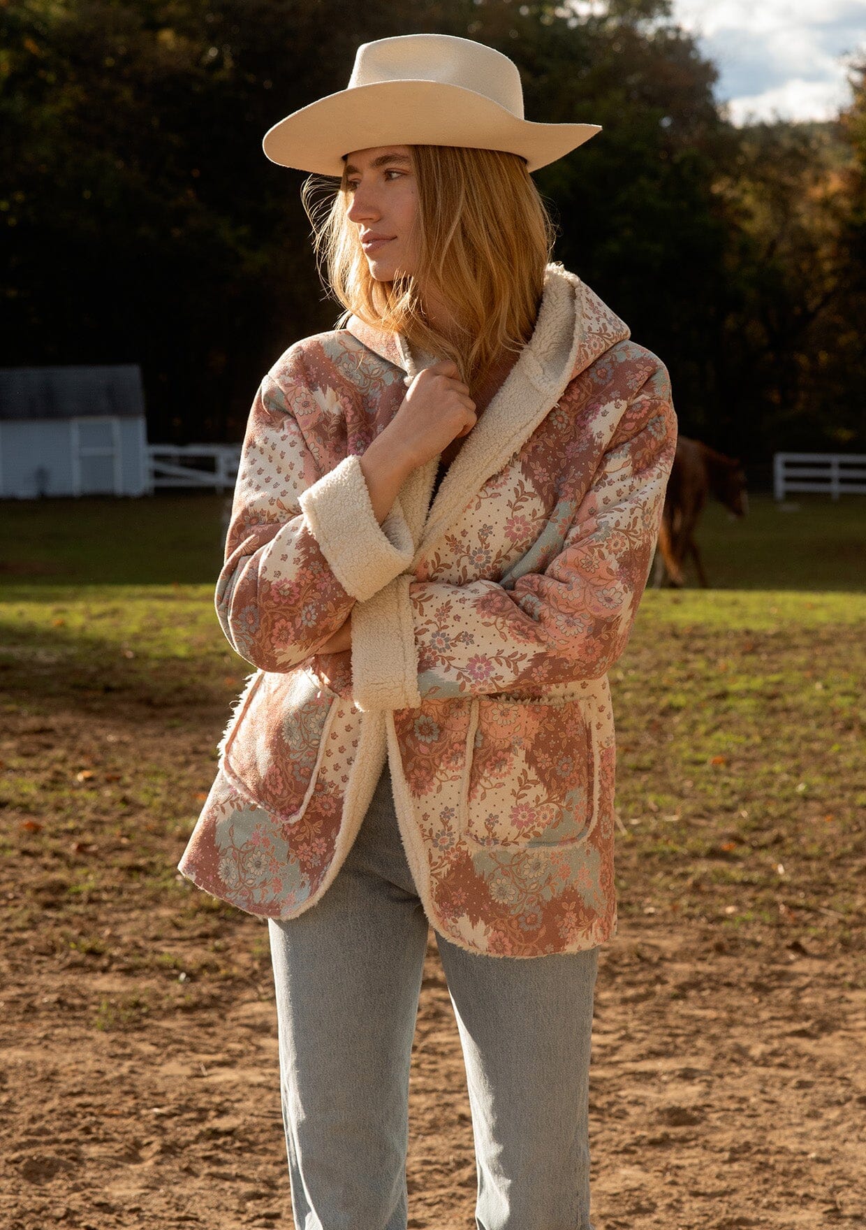 Love It Don't Leave It Floral Fleece Jacket