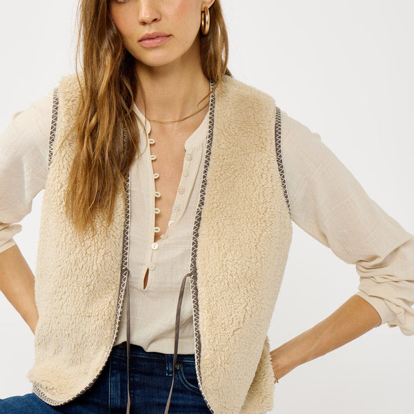 Women's Boho Floral Vest with Sherpa Lining | LOVESTITCH