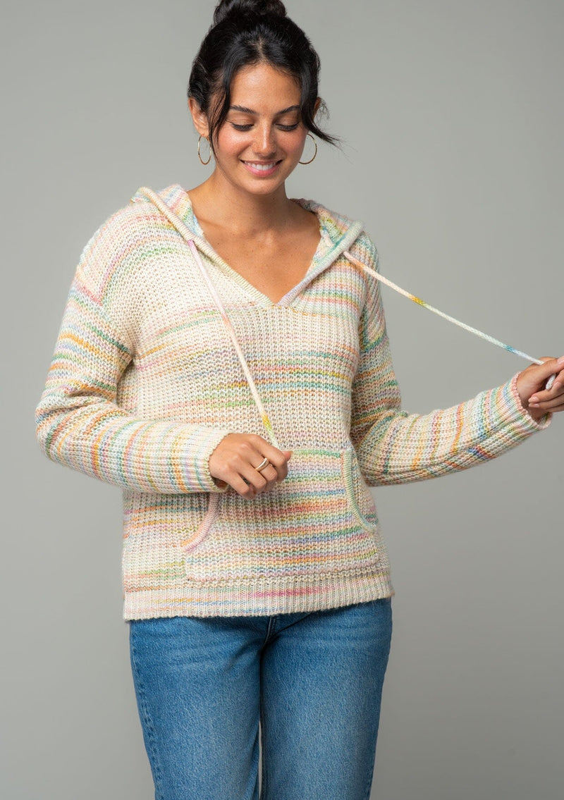 Women's Hoodie Space Dye Multicolor Knit Sweater LOVESTITCH