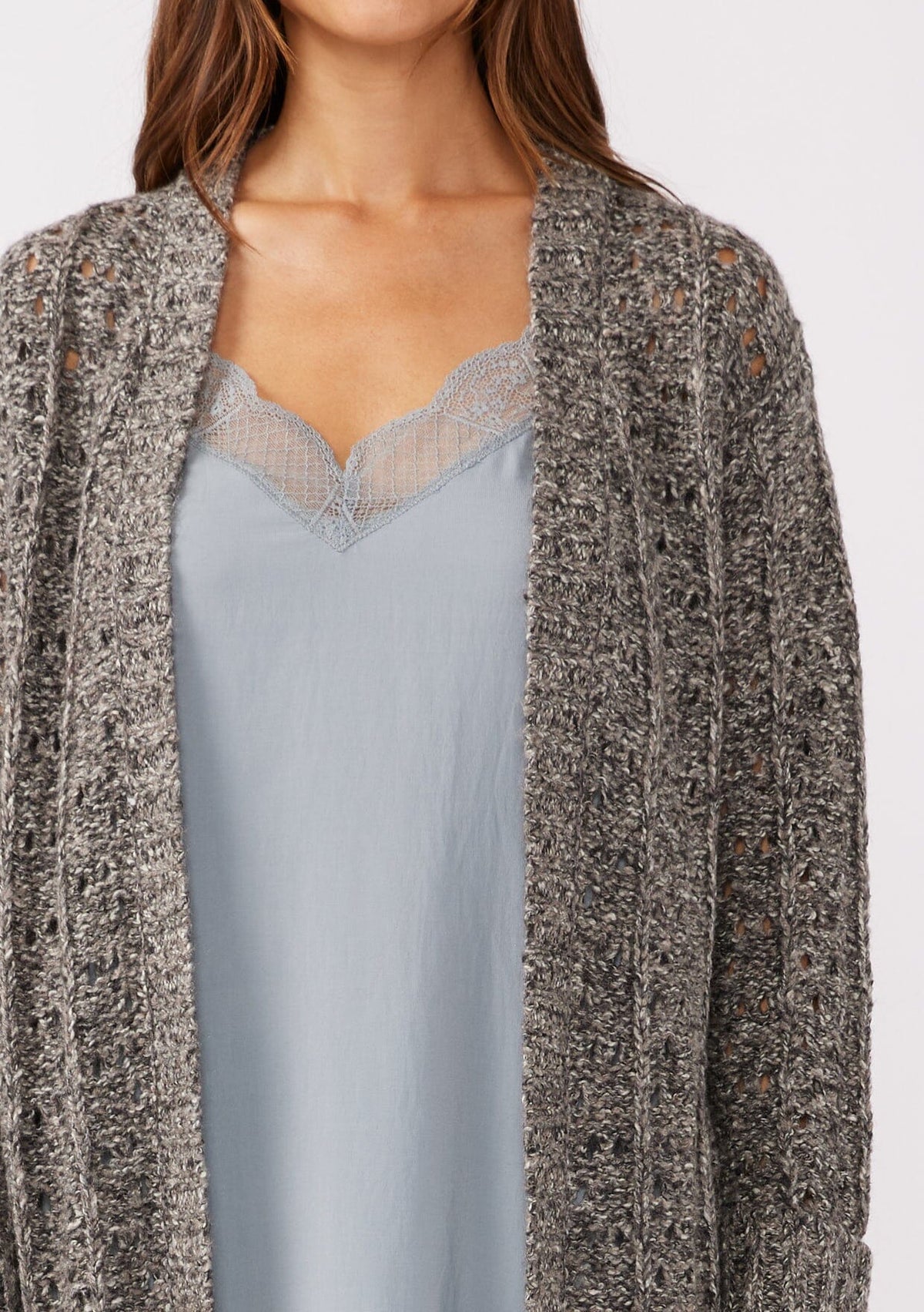 Women's Cardigan - Open Knit Cardigan in Grey or Oatmeal LOVESTITCH