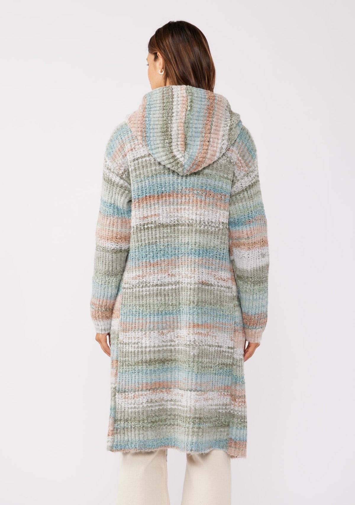 Women's Cozy Striped Boho Hooded Cardigan | LOVESTITCH