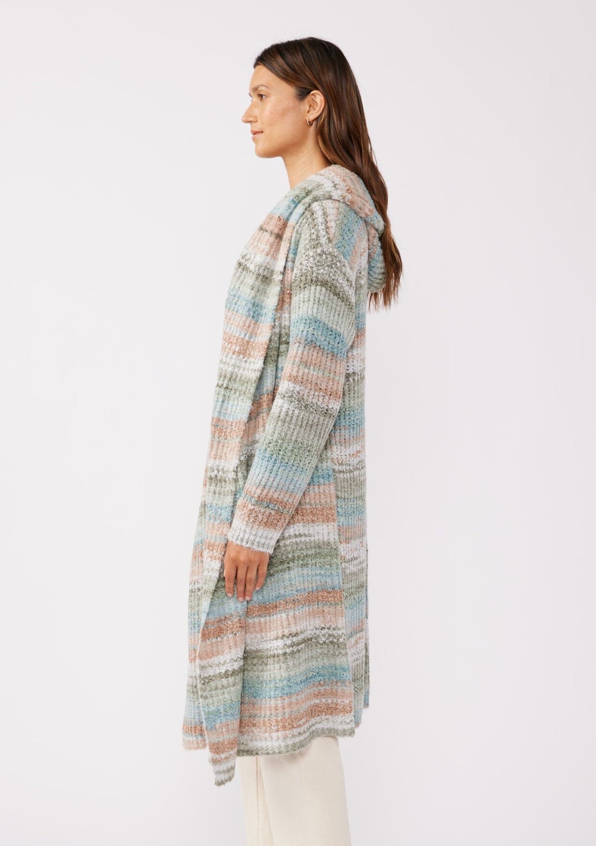 Women's Cozy Striped Boho Hooded Cardigan | LOVESTITCH
